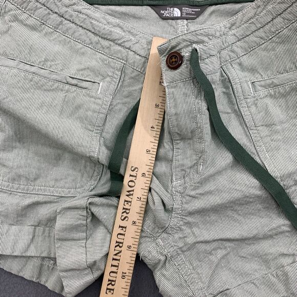 The North Face Shorts Size 10 Wander Free Linen Blend Striped Green 4" Inseam - Picture 5 of 14